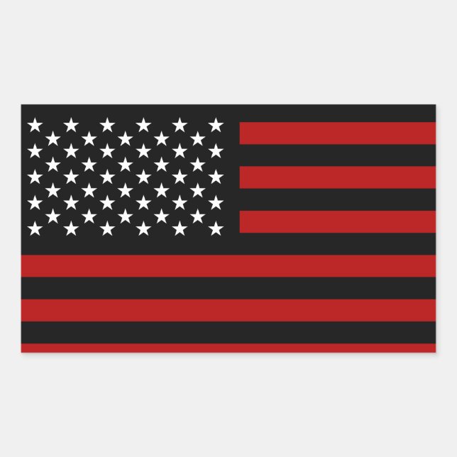 American Flag Black Red White Rectangular Sticker (Front)