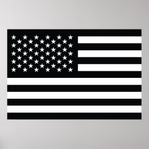 American Flag Black White Poster