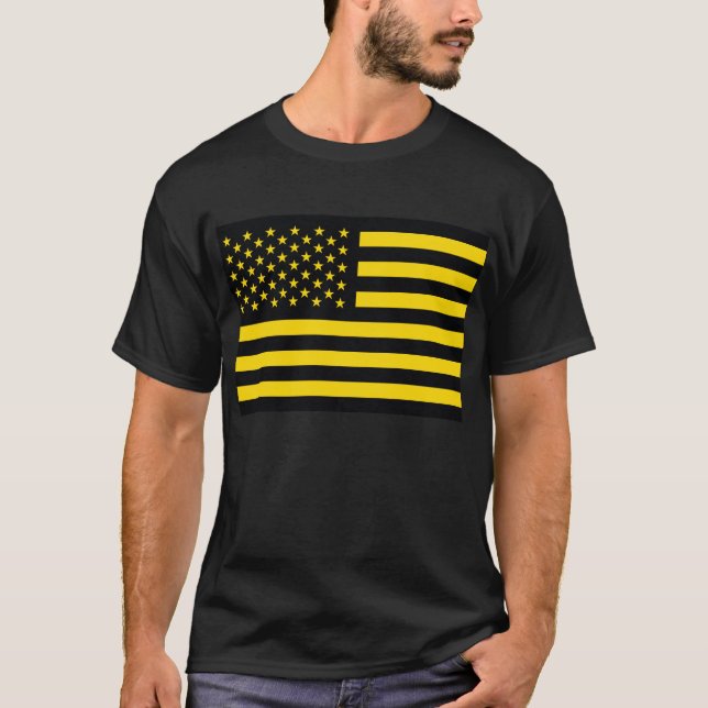 American Flag Black Yellow T-Shirt (Front)