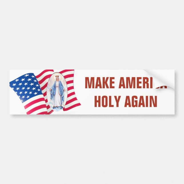 American Flag Blessed Virgin Mary Bumper Sticker (Front)