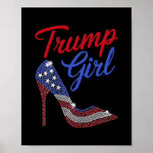 American Flag Bling Patriot Trump Trump Girl High  Poster