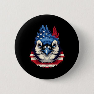 American Flag Blue Jay Patriotic Bird Face 4th Of  6 Cm Round Badge