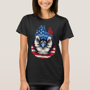 American Flag Blue Jay Patriotic Bird Face 4th Of T-Shirt