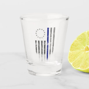 American Flag Blue Line Betsy Ross Shot Glass
