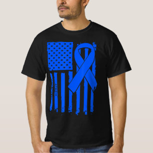 American Flag Blue Ribbon Ataxia Awareness T-Shirt