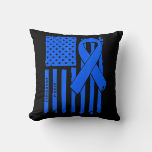 American Flag Blue Ribbon Ataxia Awareness T-Shirt Cushion