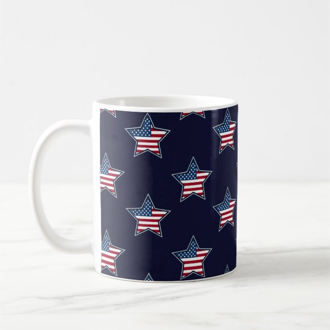 American Flag Blue Star Spangled Stars and Stripes Coffee Mug (Left)