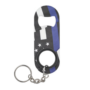 American Flag Blue Stripe Police Bottle Opener