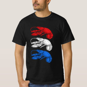 American Flag Blue White Red Cool Lobsters 4th Of T-Shirt