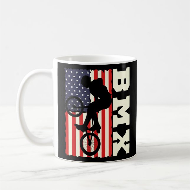 American Flag Bmx Bike Bmx Race Bmx Bicycle Rider  Coffee Mug (Left)