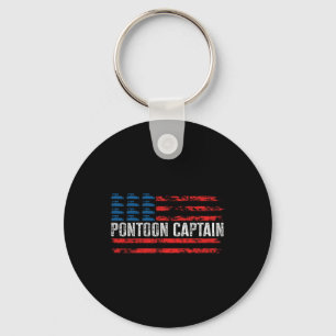 American Flag Boating Clothing Men's Black Pontoon Key Ring