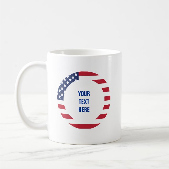American Flag Border with custom text Coffee Mug (Left)