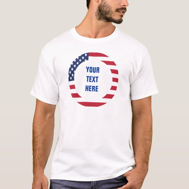American Flag Border with custom text T-Shirt (Front)