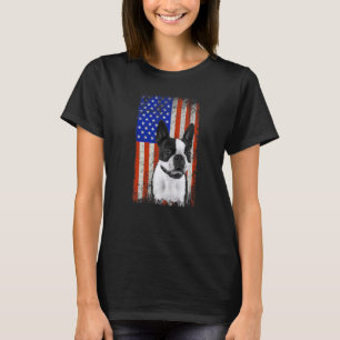 American Flag Boston Terrier Dog Dad Mum Puppy Pat T-Shirt