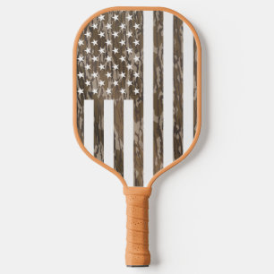 American Flag Bottomland Camo USA Flag Pickleball Paddle