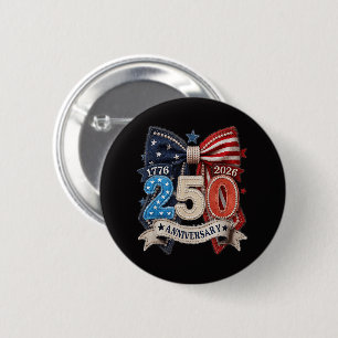American Flag Bow 250th Anniversary Patriotic 6 Cm Round Badge