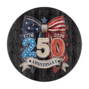 American Flag Bow 250th Anniversary Patriotic  Cutting Board
