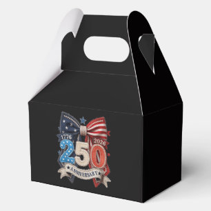 American Flag Bow 250th Anniversary Patriotic  Favour Box