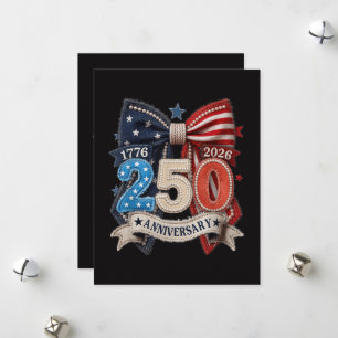 American Flag Bow 250th Anniversary Patriotic  Holiday Card