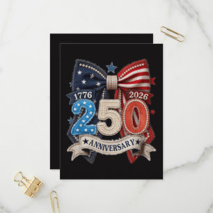 American Flag Bow 250th Anniversary Patriotic  Invitation Postcard