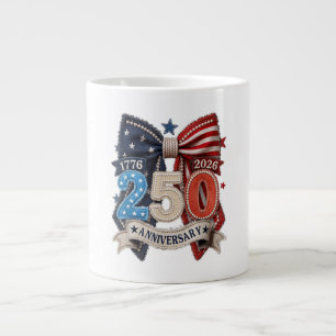American Flag Bow 250th Anniversary Patriotic Large Coffee Mug