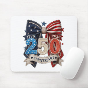 American Flag Bow 250th Anniversary Patriotic Mouse Pad