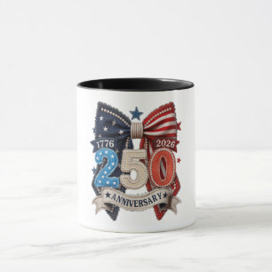 American Flag Bow 250th Anniversary Patriotic Mug