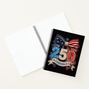 American Flag Bow 250th Anniversary Patriotic  Notebook