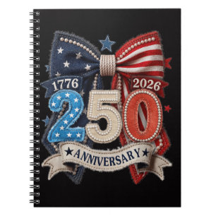 American Flag Bow 250th Anniversary Patriotic  Notebook