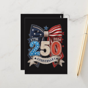 American Flag Bow 250th Anniversary Patriotic Postcard
