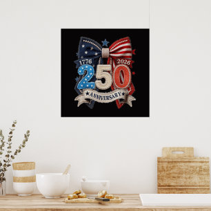 American Flag Bow 250th Anniversary Patriotic  Poster