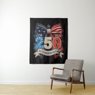 American Flag Bow 250th Anniversary Patriotic  Tapestry