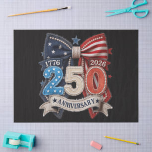 American Flag Bow 250th Anniversary Patriotic Tissue Paper