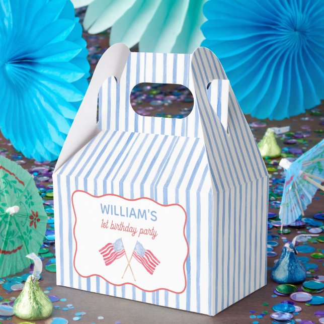 American Flag Bow Boy Birthday Favour Box (Party)