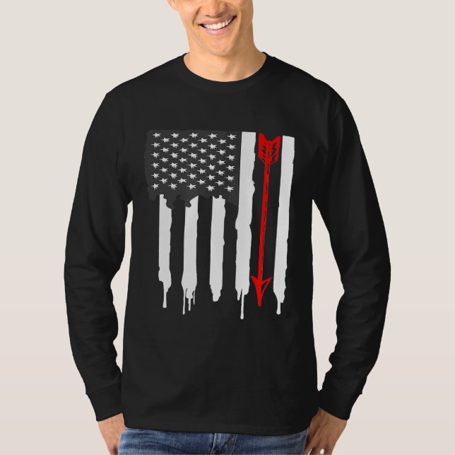 American Flag Bow Hunter Archery Arrow T-Shirt (Front)