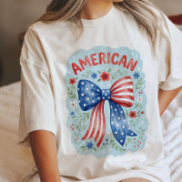 American Flag Bow Watercolor Patriotic Floral