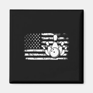 American Flag Bowler Bowling  Magnet