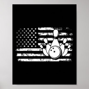 American Flag Bowler Bowling Poster