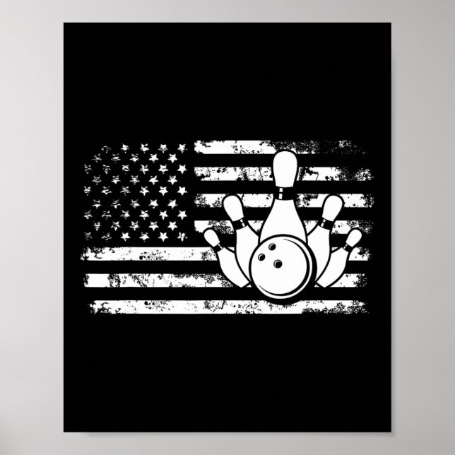 American Flag Bowler Bowling  Poster (Front)