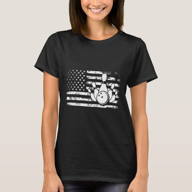 American Flag Bowler Bowling  T-Shirt (Front)