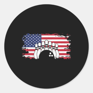 American Flag Bowling Apparel - Bowling Classic Round Sticker