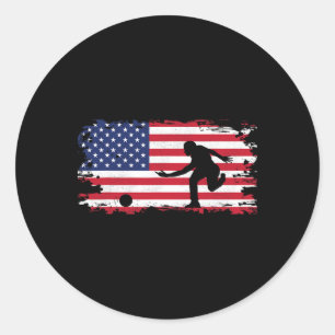 American Flag Bowling Apparel - Bowling Classic Round Sticker