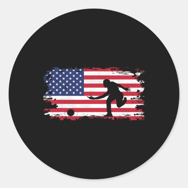 American Flag Bowling Apparel - Bowling  Classic Round Sticker (Front)