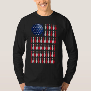American Flag Bowling Bowler For Bowling Team T-Shirt