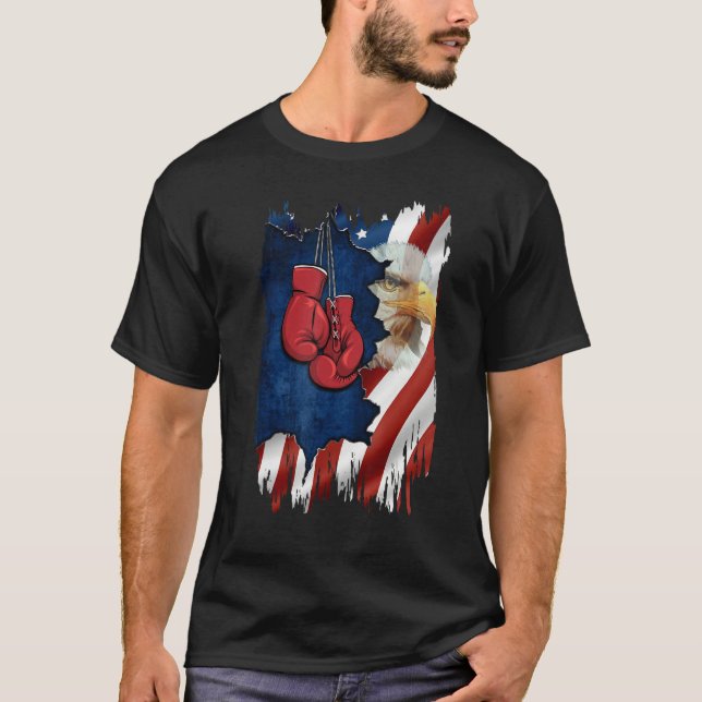 American Flag Boxer  Boxing  For Mens 4th July Day T-Shirt (Front)