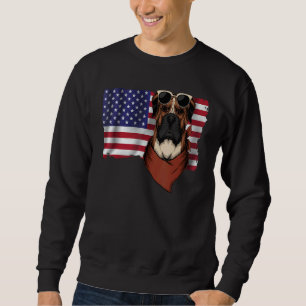 American Flag Boxer Dog Dad Mom Flag 4th Of July Sweatshirt