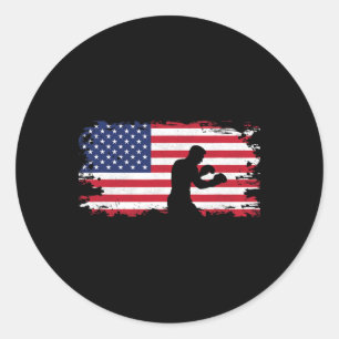 American Flag Boxing Apparel - Boxer Boxing Women  Classic Round Sticker