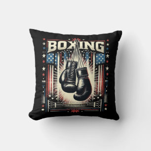 American Flag Boxing Distressed - Boxer Vintage Bo Cushion
