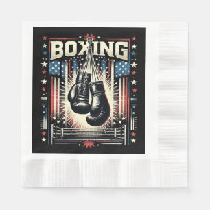 American Flag Boxing Distressed - Boxer Vintage Bo Napkin