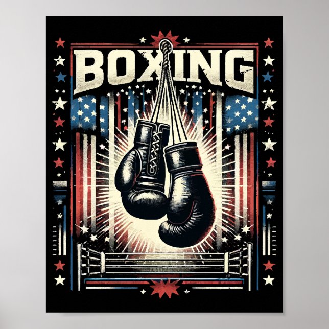 American Flag Boxing Distressed - Boxer Vintage Bo Poster (Front)